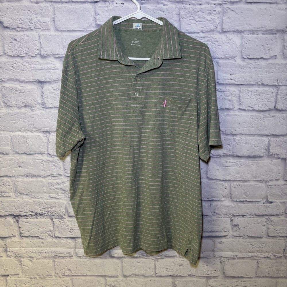 Johnnie O Shirt Adult XL Neese Dill Green Pink Golfing Polo Preppy Outdoor Mens